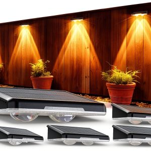 APILAB Solar Fence Lights Weatherproof Security Lighting-0