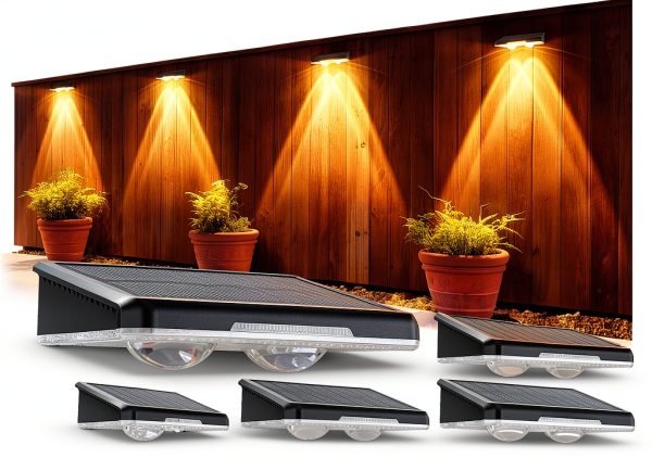 APILAB Solar Fence Lights Weatherproof Security Lighting-0