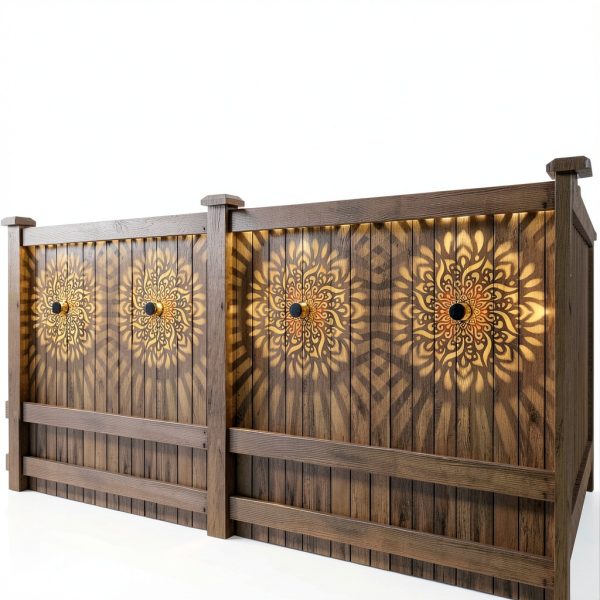 Gardencave Solar Fence Lights 2 Pack Geometric Mandala-3