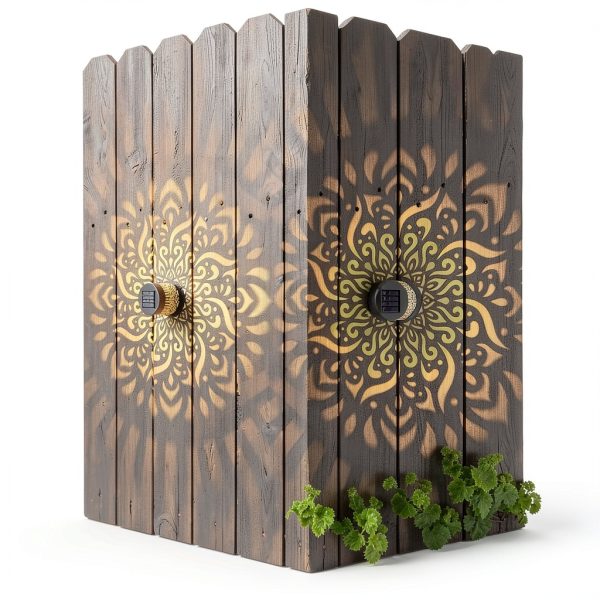 Gardencave Solar Fence Lights 2 Pack Geometric Mandala-5