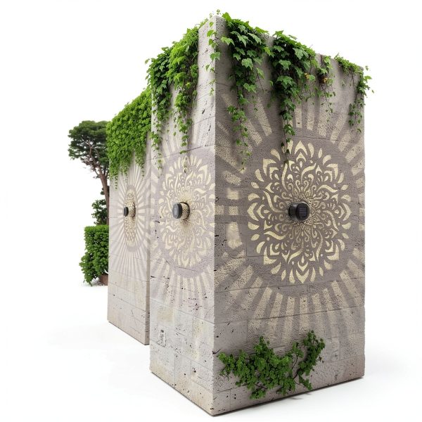 Gardencave Solar Fence Lights 2 Pack Geometric Mandala-1