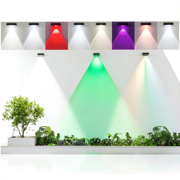 SolarGlow Outdoor Wall Light 4 Pack Black Waterproof RGB LED Touch-1